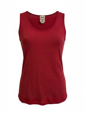 Vocal Red Sleeveless Tank Top with Sparkle Detail